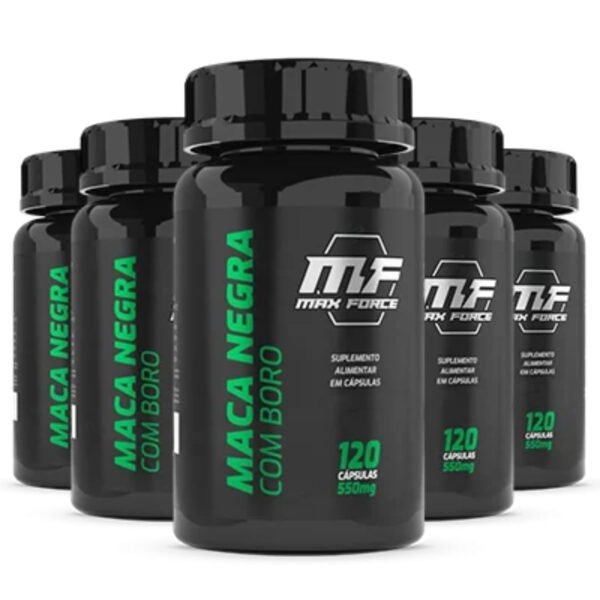 5 Potes Maca Negra 600 Capsulas 550mg com Boro + Testosterona + DHEA