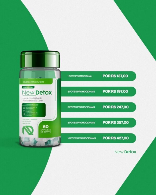 New Detox – Suplemento para Desintoxicação 60 Cápsulas